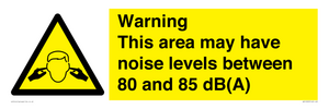 Warning Noise Levels in this area between 80 and 85 dB